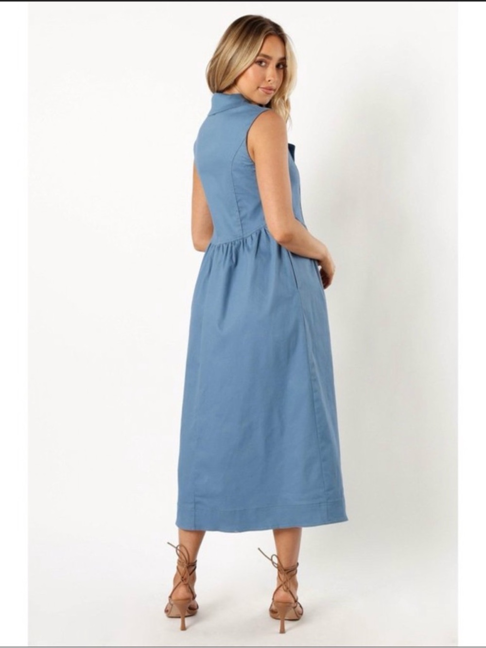 Petal & Pup Sleeveless Button-Front Maxi Dress in Dusty Blue - Picture 4 of 6